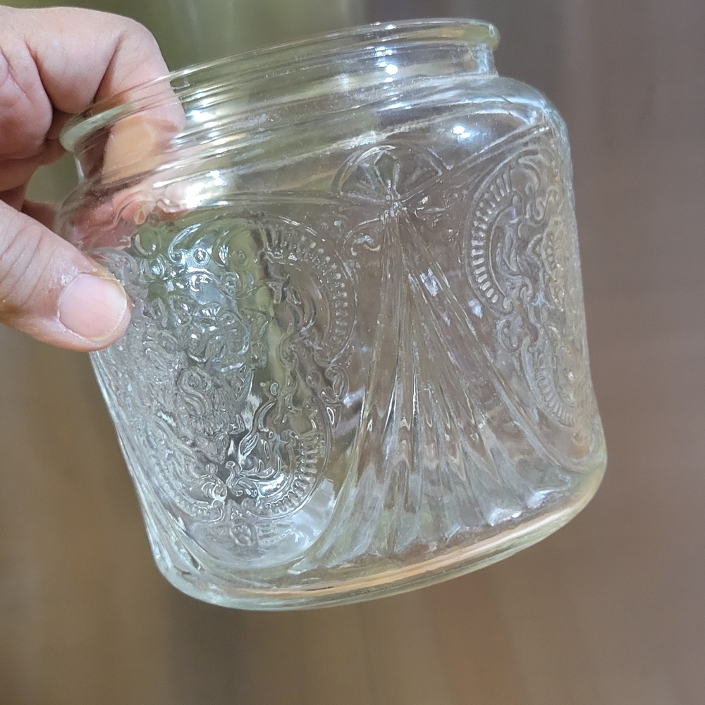 Hazel Atlas Royal Lace Clear Cookie Jar Vintage Depression Glass (no lid)